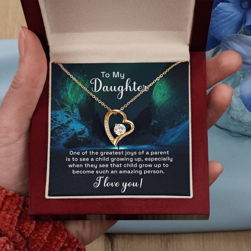 Daughter Greatest Joy Heart Necklace Gift-[Heartfelt Family Gift]