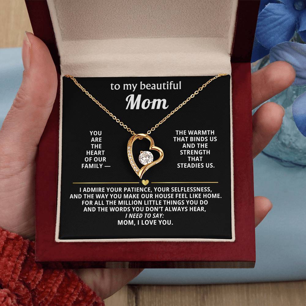 To My Beautiful Mom Heart Necklace
