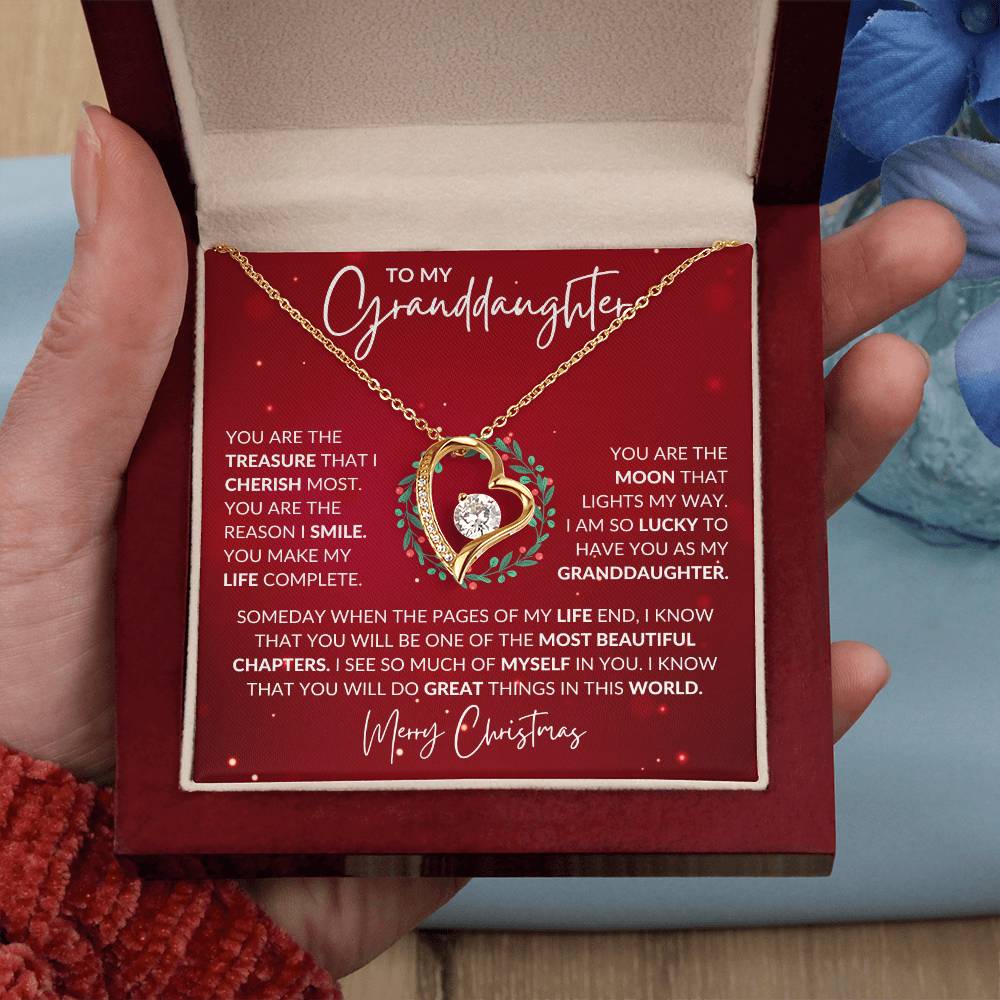 Granddaughter Christmas Heart Necklace Gift-[Heartfelt Family Gift]