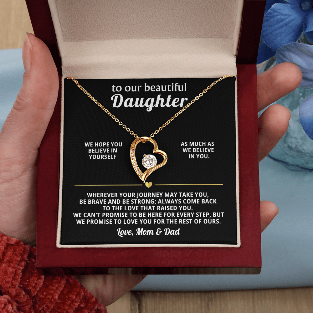 To Our Beautiful Daughter Heart Necklace Gift from Mom Dad
