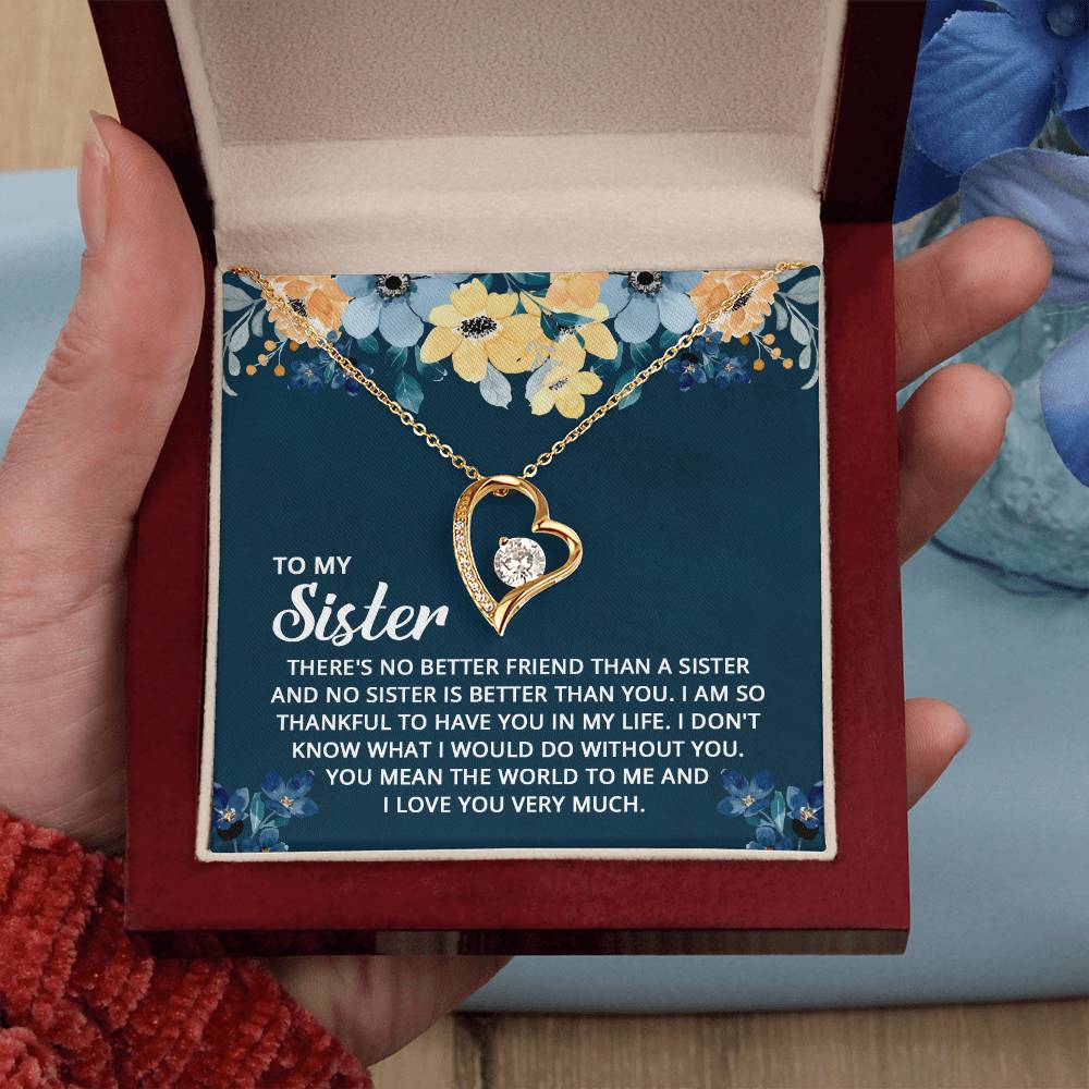 To My Sister Heart Necklace Gift-[Heartfelt Family Gift]