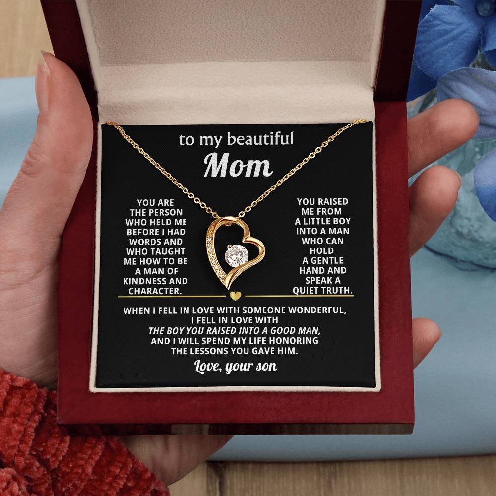 Mom Heart Necklace Gift from Son