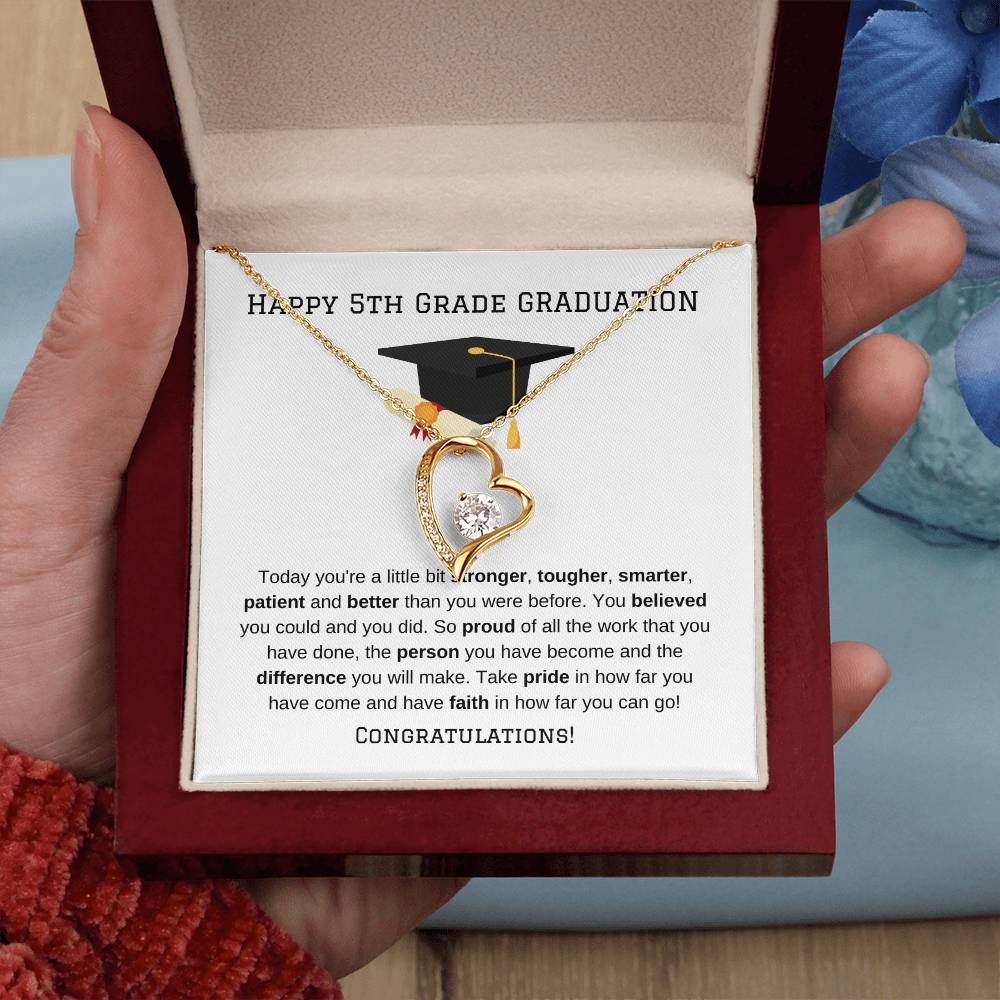 5th Grade Graduation Heart Necklace Gift-[Heartfelt Family Gift]