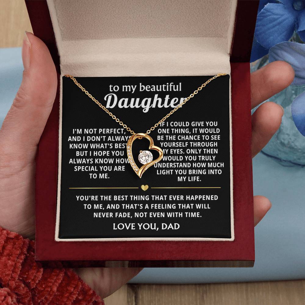 To My Beautiful Daughter Heart Necklace Gift