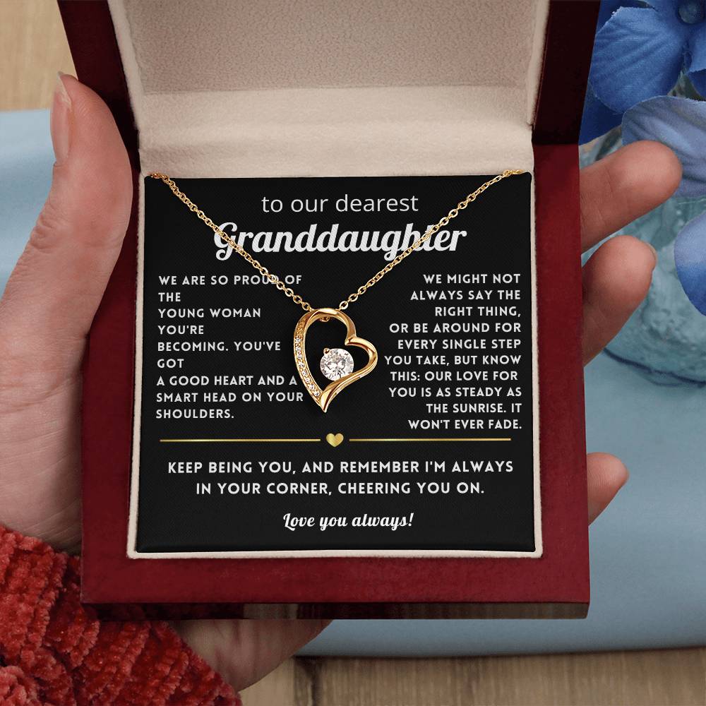 To My Granddaughter Heart Necklace Gift