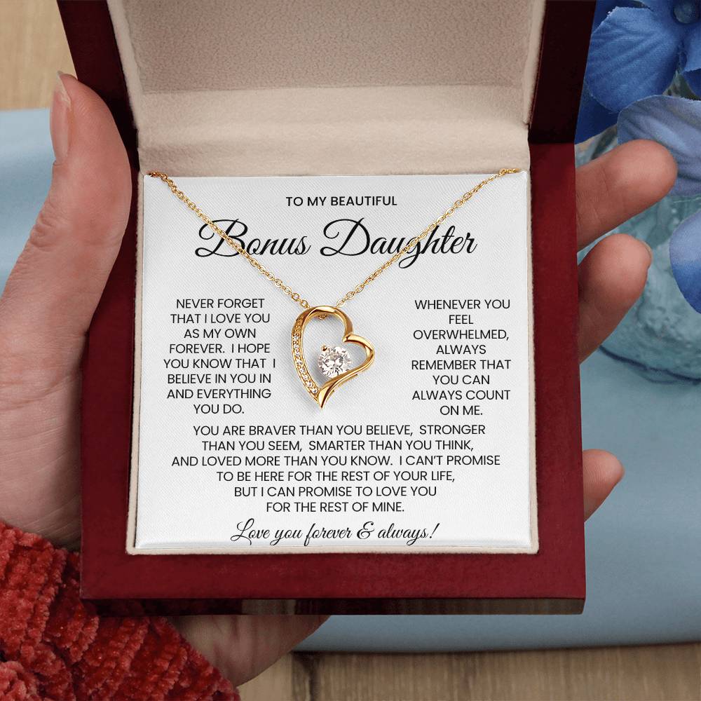 To My Bonus Daughter Forever Love Necklace Gift