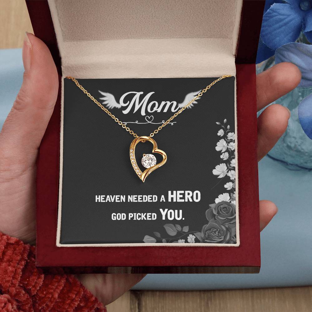 Mom Heaven Needed a Hero Heart Necklace Gift-[Heartfelt Family Gift]