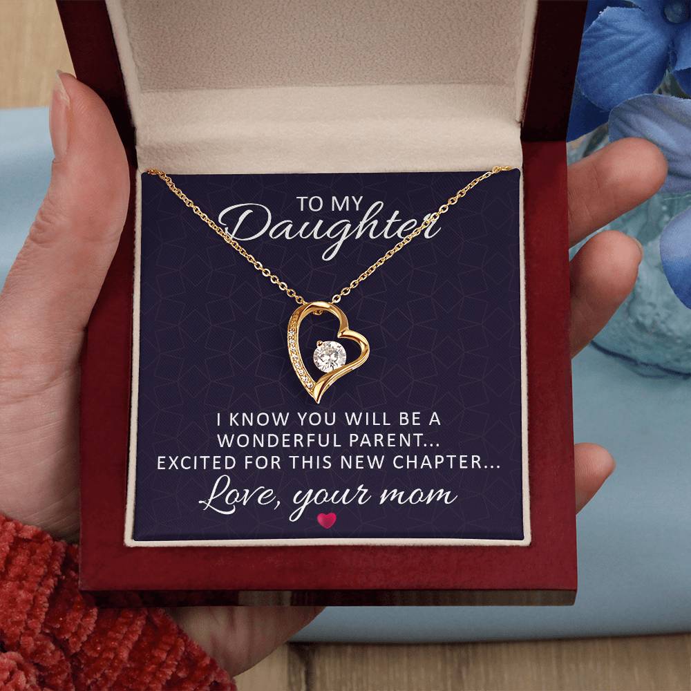 To Mom-to-Be From Her Mother Heart Necklace Gift-[Heartfelt Family Gift]