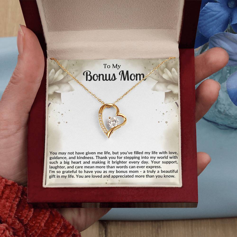 To My Bonus Mom Heart Necklace Gift