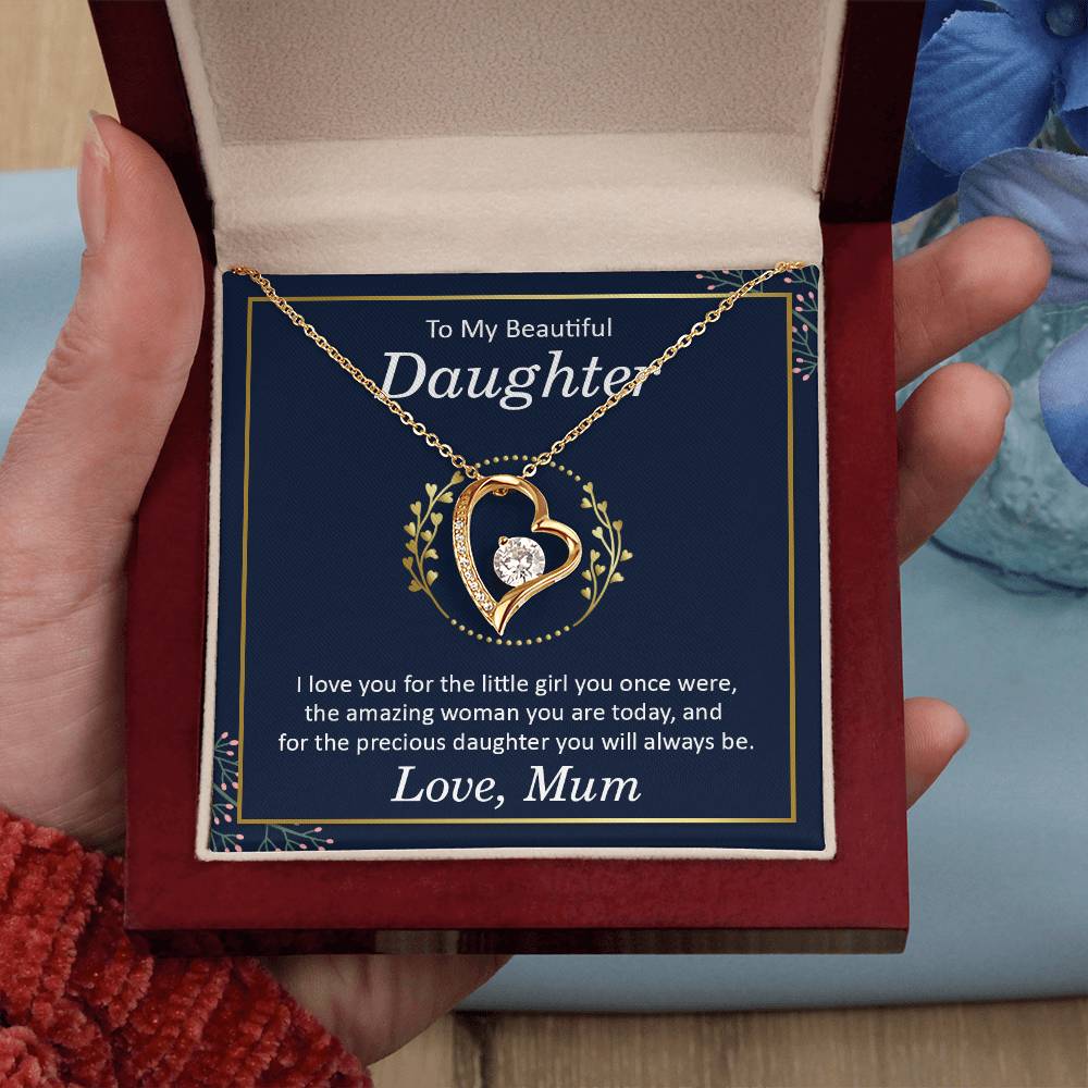 To My Beautiful Daughter - I Love You Heart Necklace Gift-[Heartfelt Family Gift]