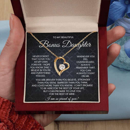 To My Bonus Daughter Forever Love Necklace Gift
