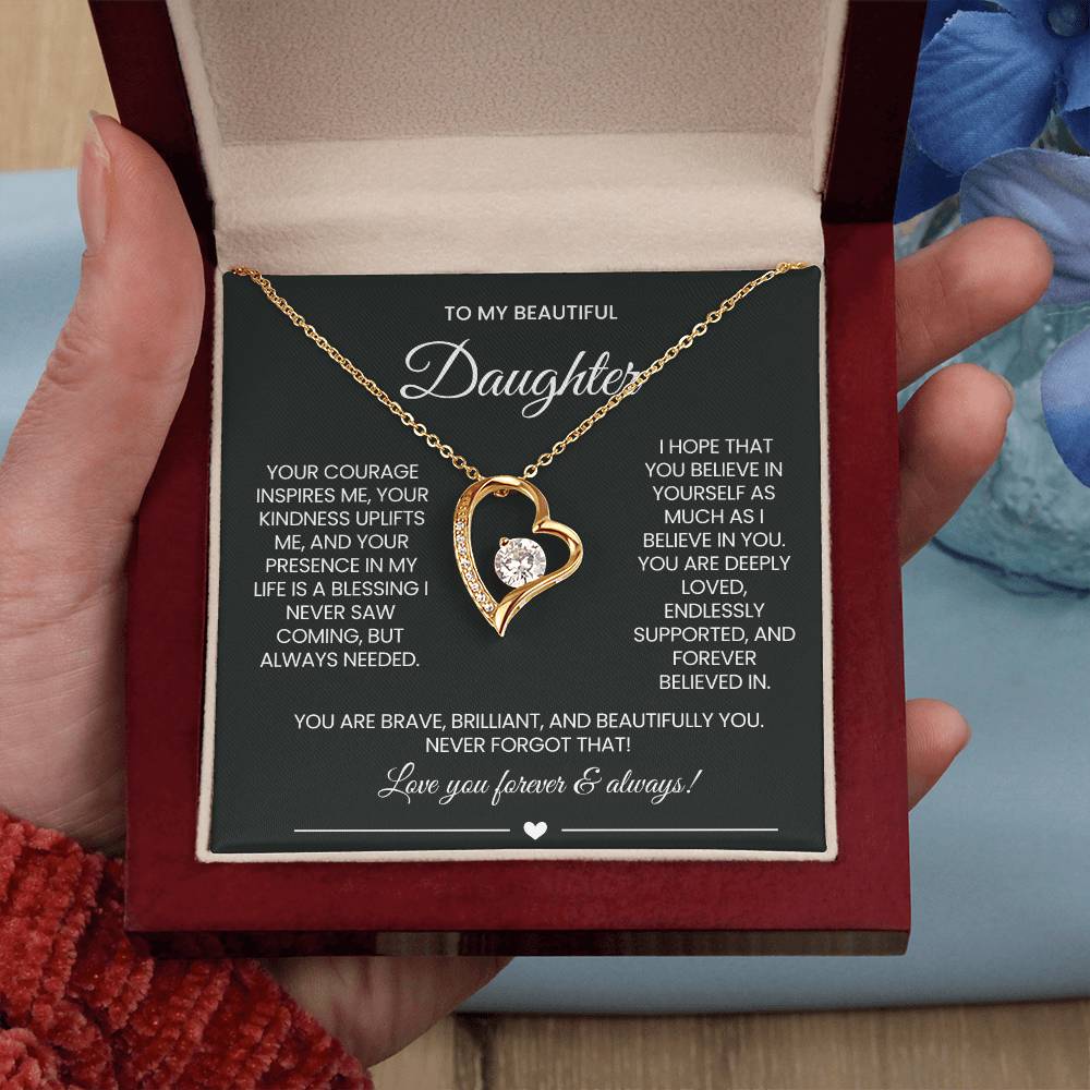 To My Daughter Forever Love Necklace Gift