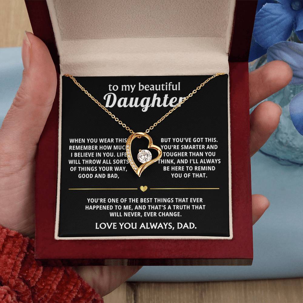 To My Beautiful Daughter I Believe In You Heart Necklace