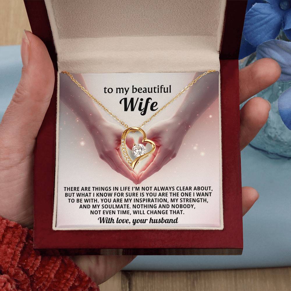 To My Beautiful Wife Heart Necklace Gift