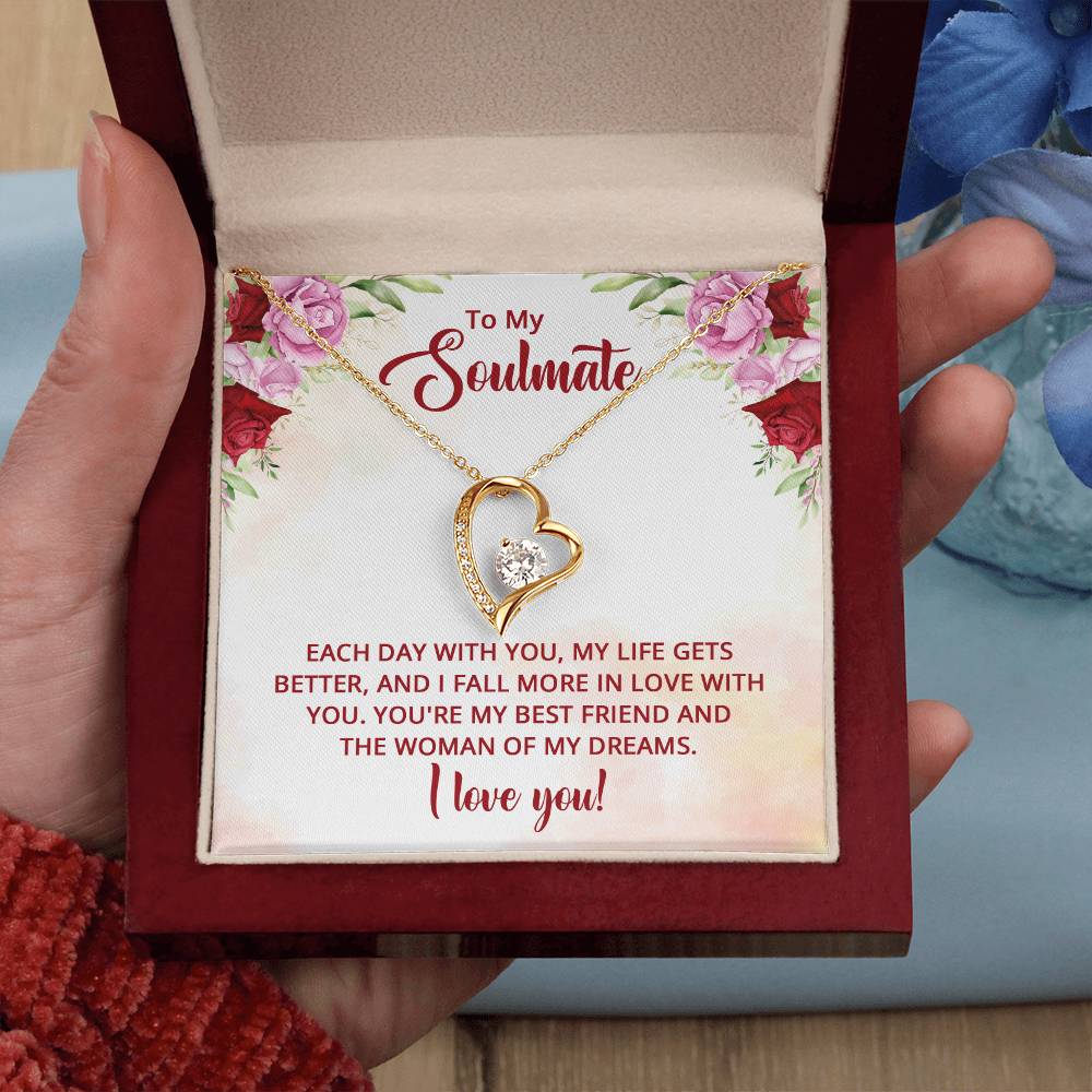 To My Soulmate -  Woman Of My Dreams Heart Necklace Gift-[Heartfelt Family Gift]