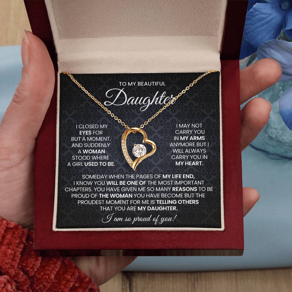 To My Daughter Forever Love Necklace Gift