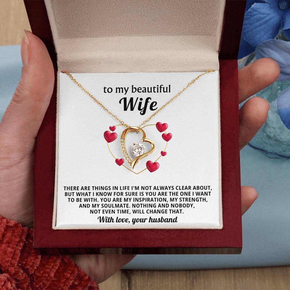 To My Beautiful Wife Heart Necklace Gift