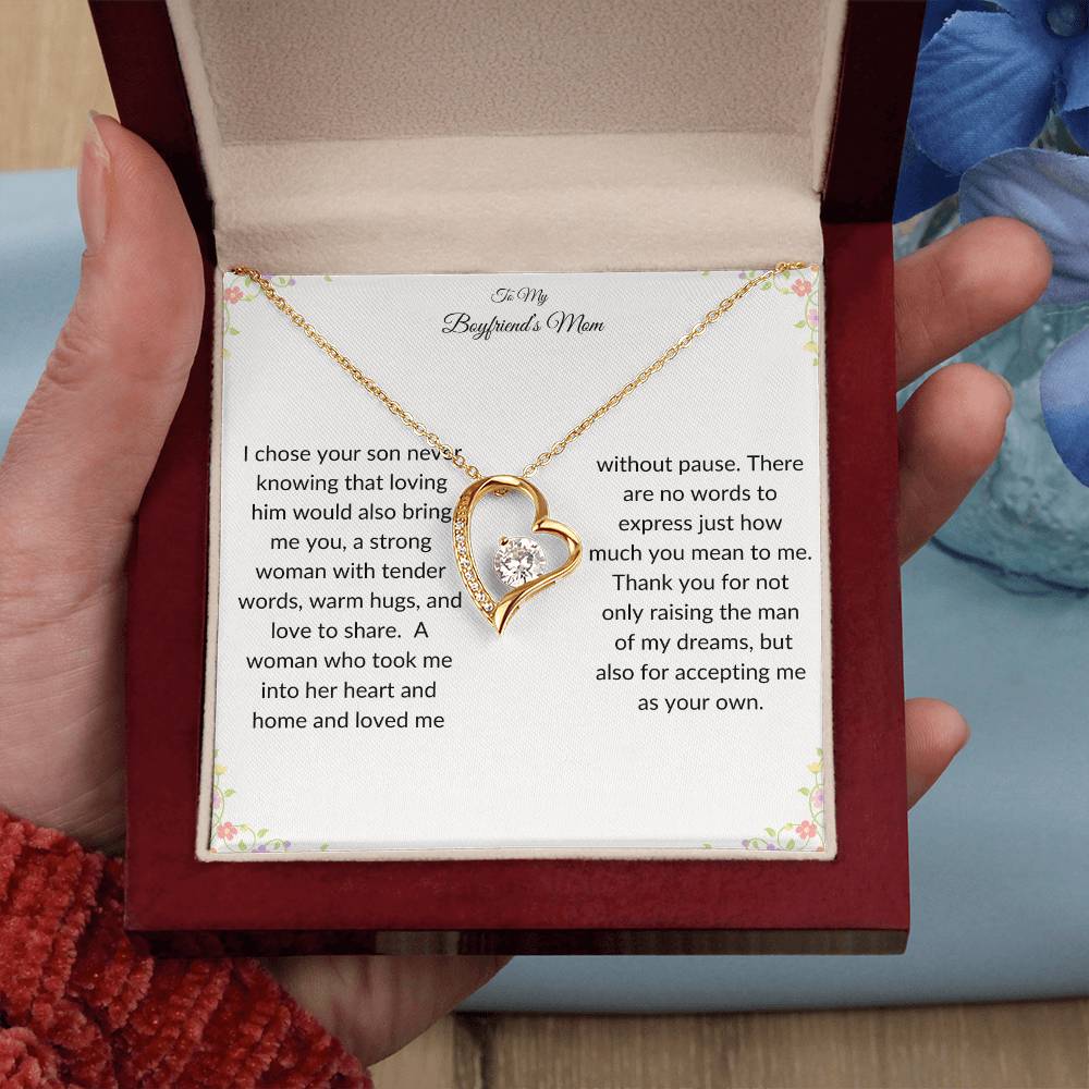 To My Boyfriends Mom Heart Necklace Gift-[Heartfelt Family Gift]