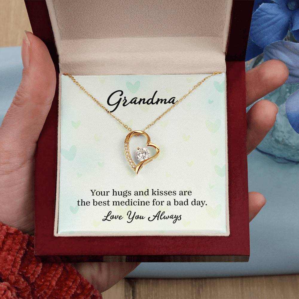 grandma - your hugs and kisses Heart Necklace Gift-[Heartfelt Family Gift]