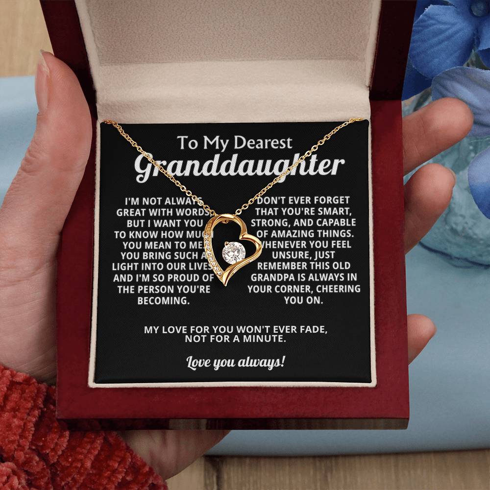 To My Granddaughter Heart Necklace Gift