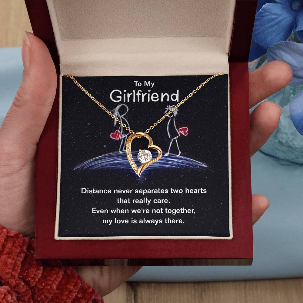 Girlfriend - Distance Never Separates Two Hearts Heart Necklace Gift-[Heartfelt Family Gift]