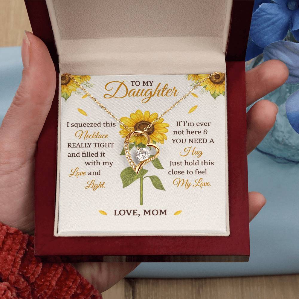 Daughter Sunflower Heart Necklace Gift from Mom