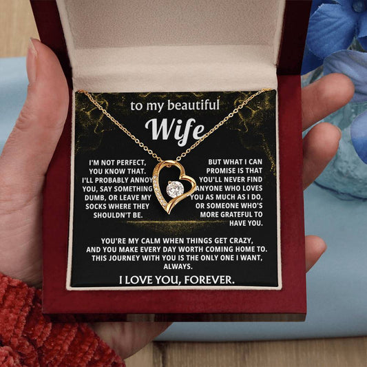 To My Wife Heart Necklace Gift