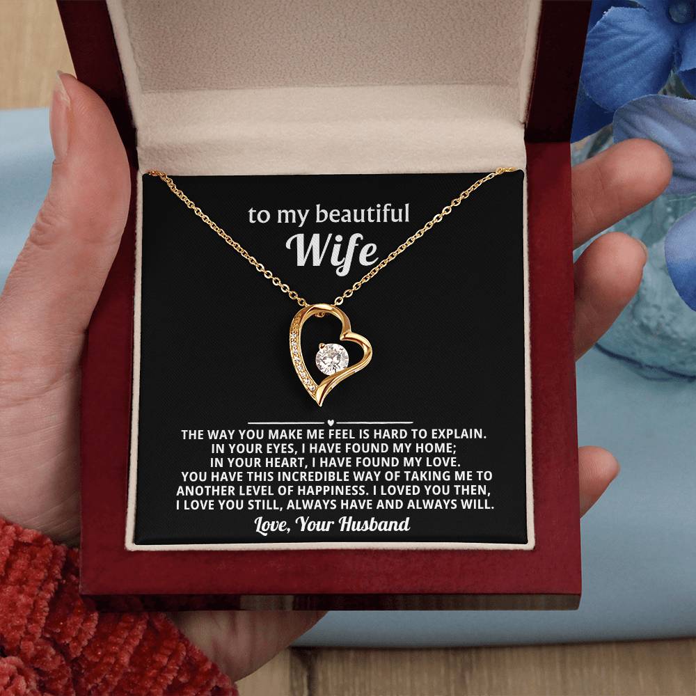 To My Beautiful Wife Heart Necklace Gift