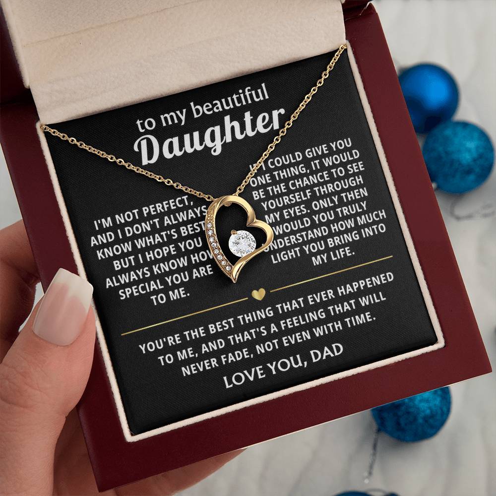 To My Beautiful Daughter Heart Necklace Gift