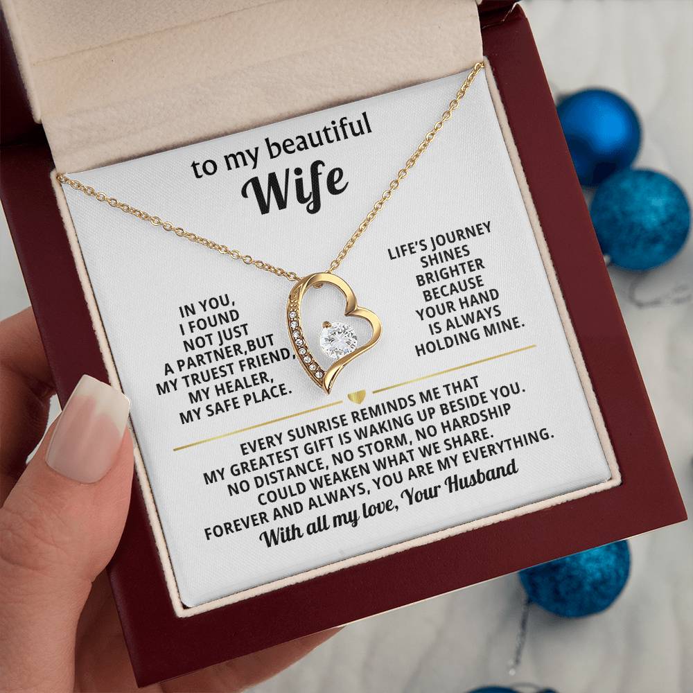 To My Beautiful Wife Heart Necklace