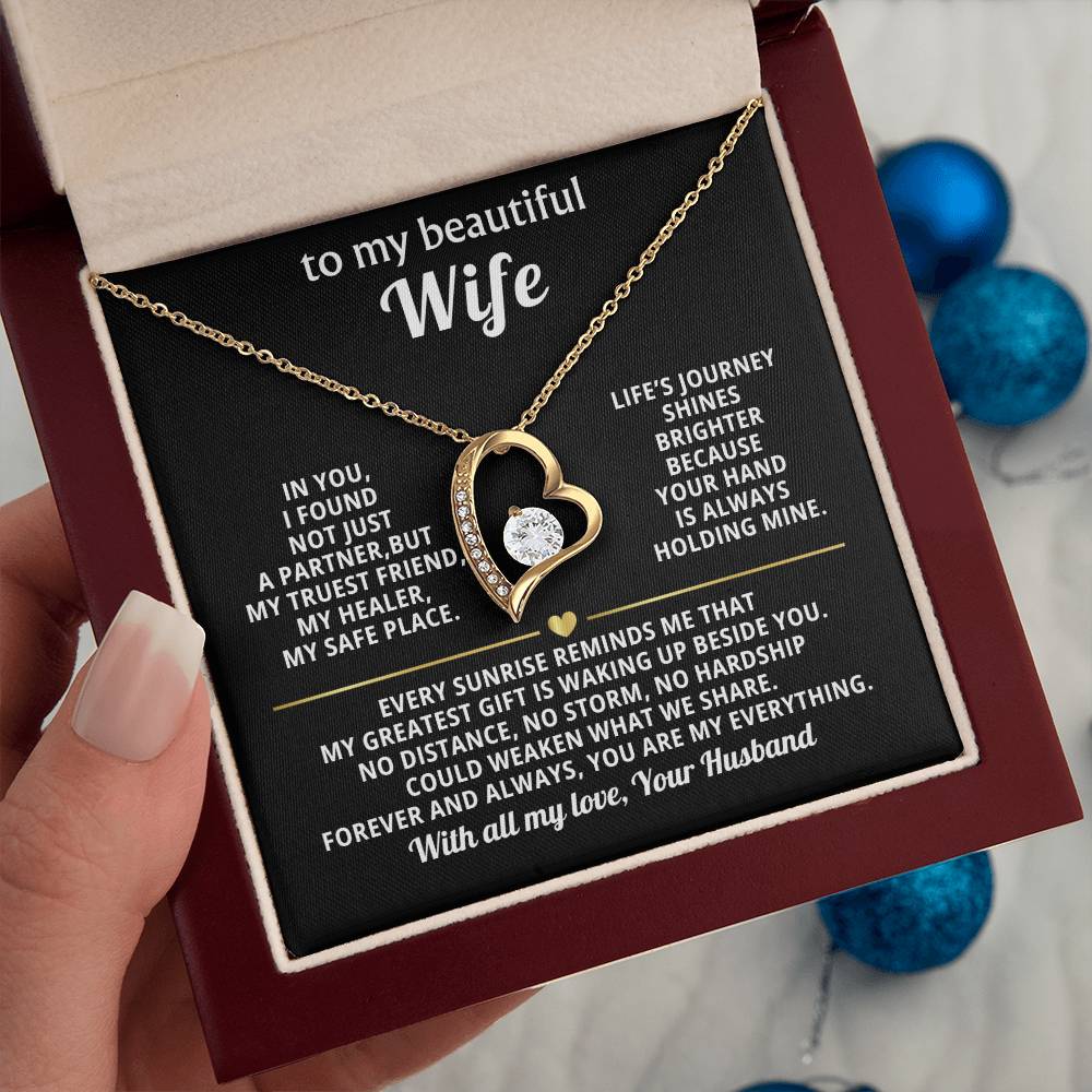 To My Beautiful Wife Heart Necklace