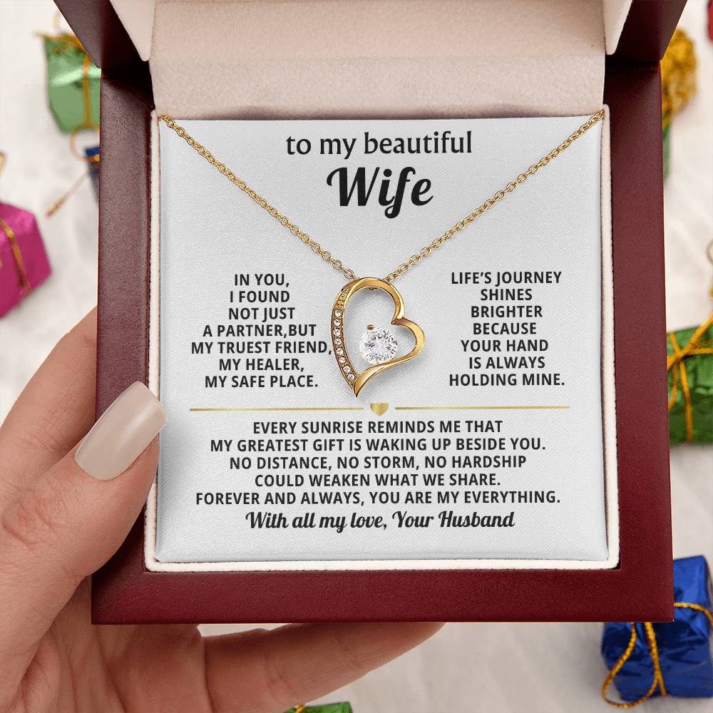 To My Beautiful Wife Heart Necklace