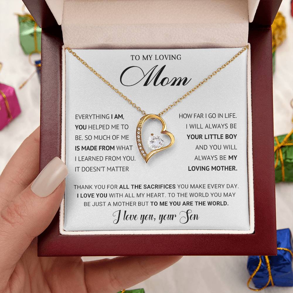 To My Mom Heart Necklace Gift