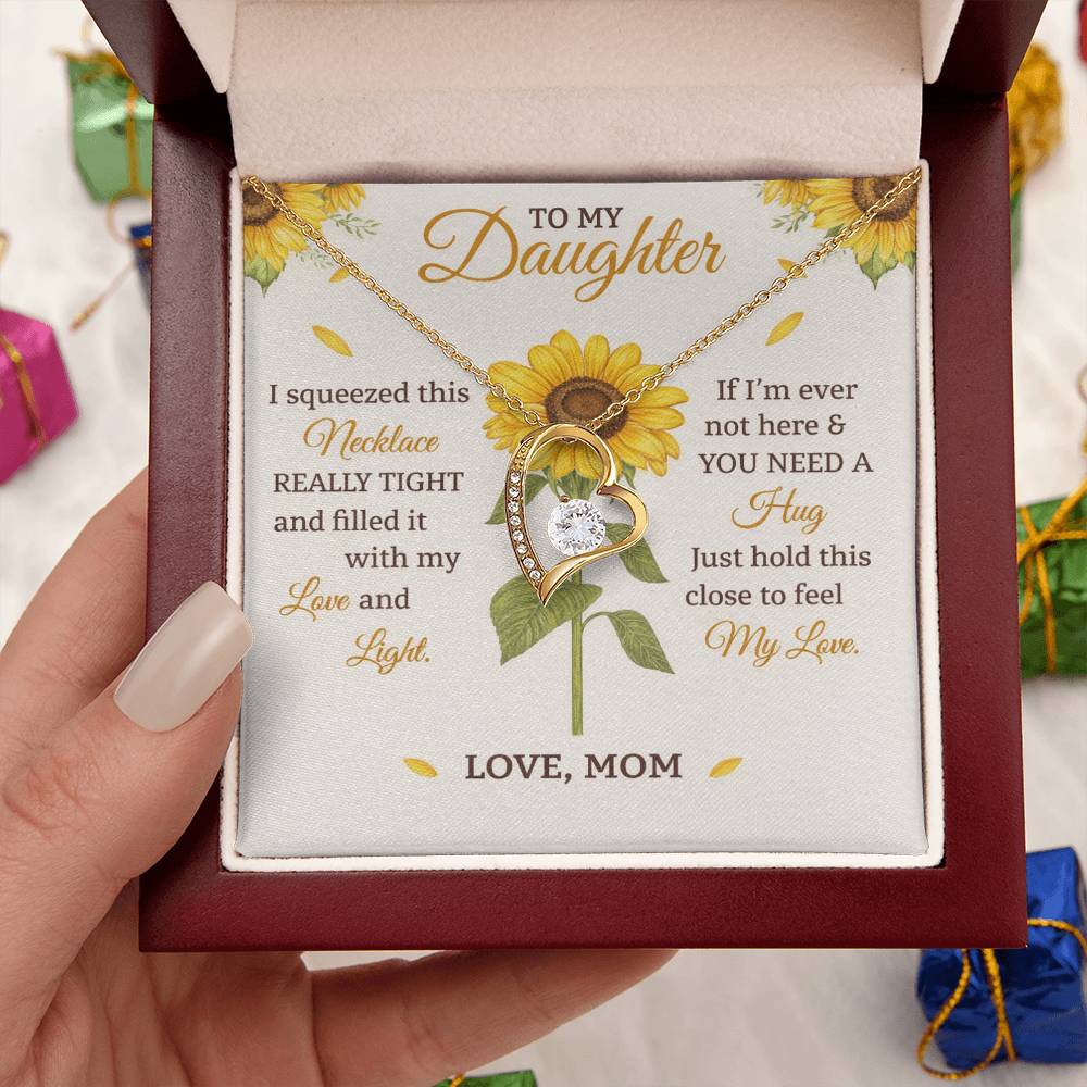 Daughter Sunflower Heart Necklace Gift from Mom