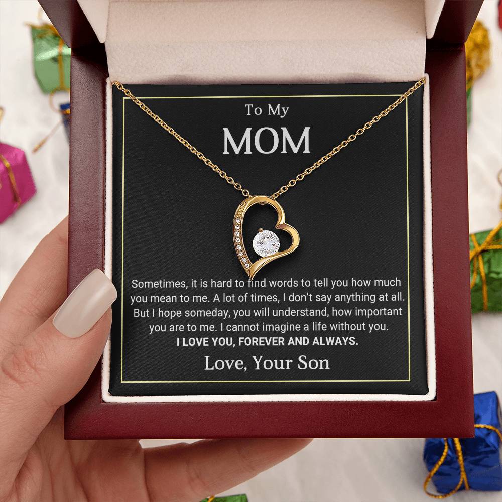 To My Mom Heart Necklace Gift