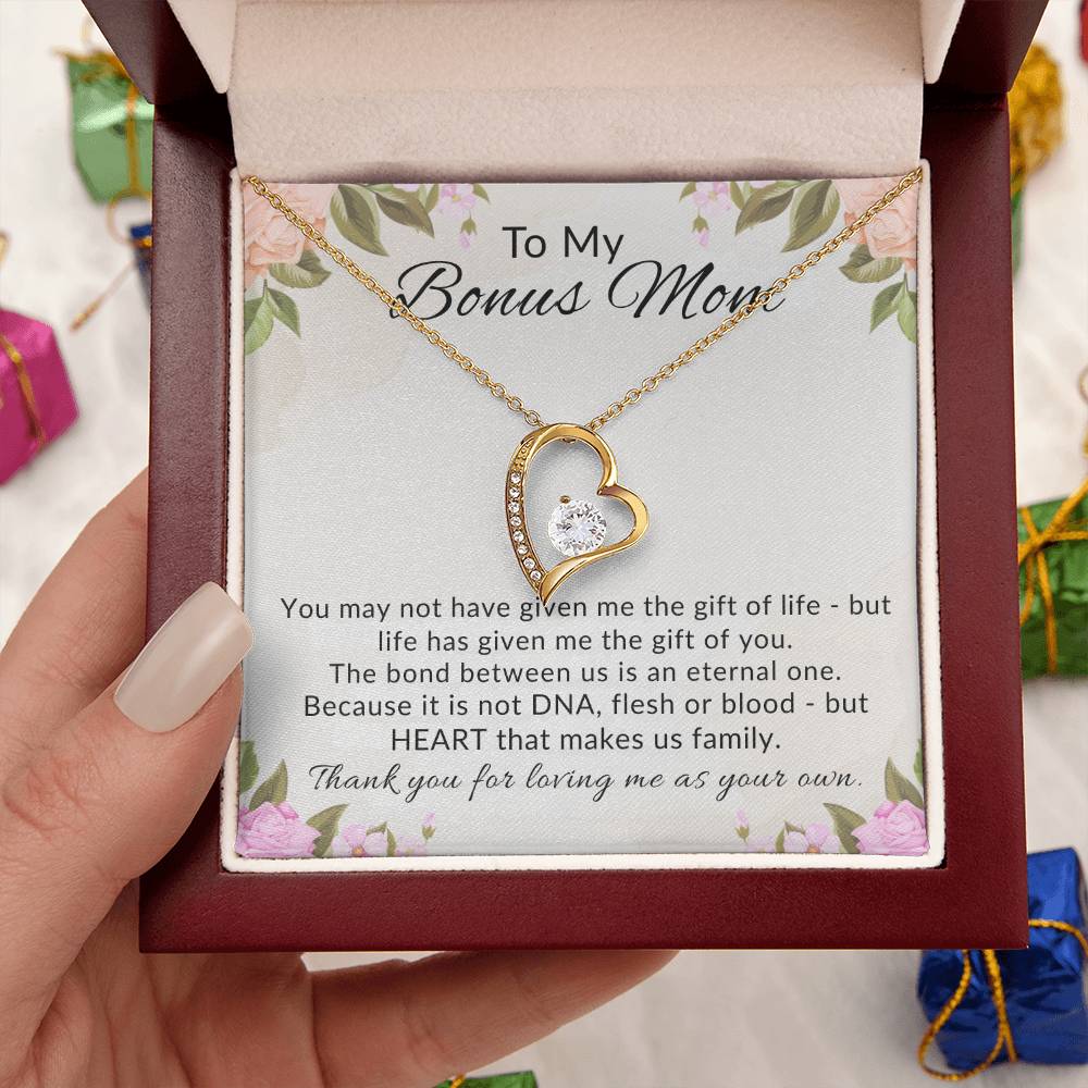 To My Bonus Mom Heart Necklace Gift from Stepdaughter
