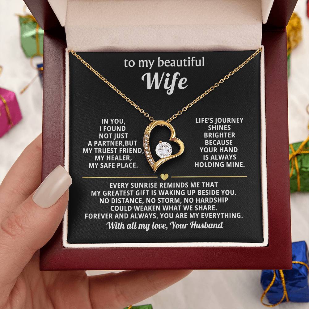 To My Beautiful Wife Heart Necklace