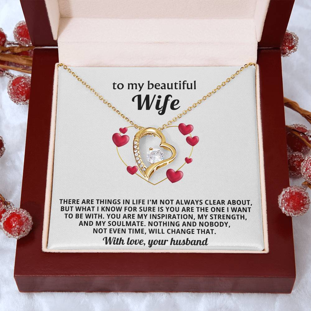 To My Beautiful Wife Heart Necklace Gift