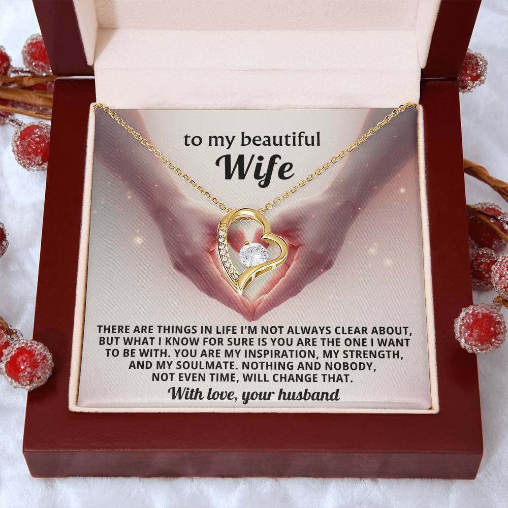 To My Beautiful Wife Heart Necklace Gift