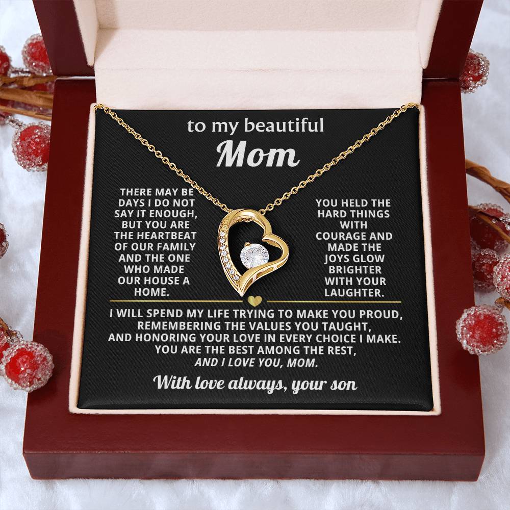 Mom Heart Necklace Gift from Son