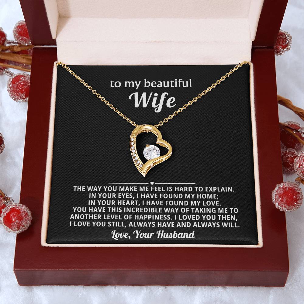 To My Beautiful Wife Heart Necklace Gift