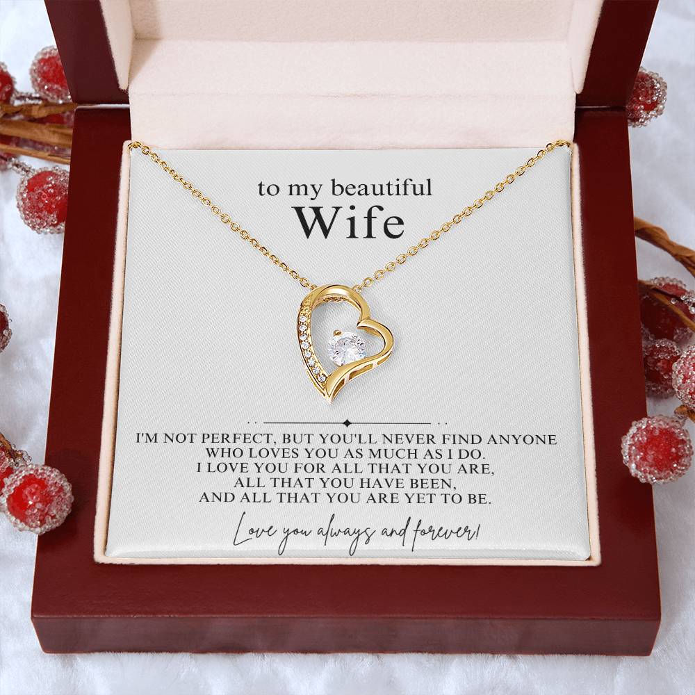 To My Beautiful Wife Heart Necklace Gift