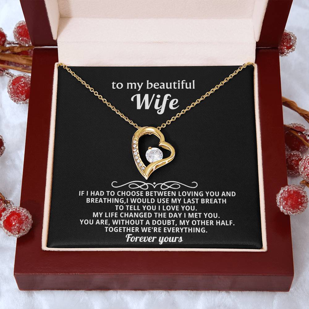 To My Beautiful Wife Heart Necklace Gift