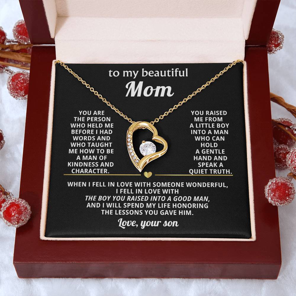 Mom Heart Necklace Gift from Son