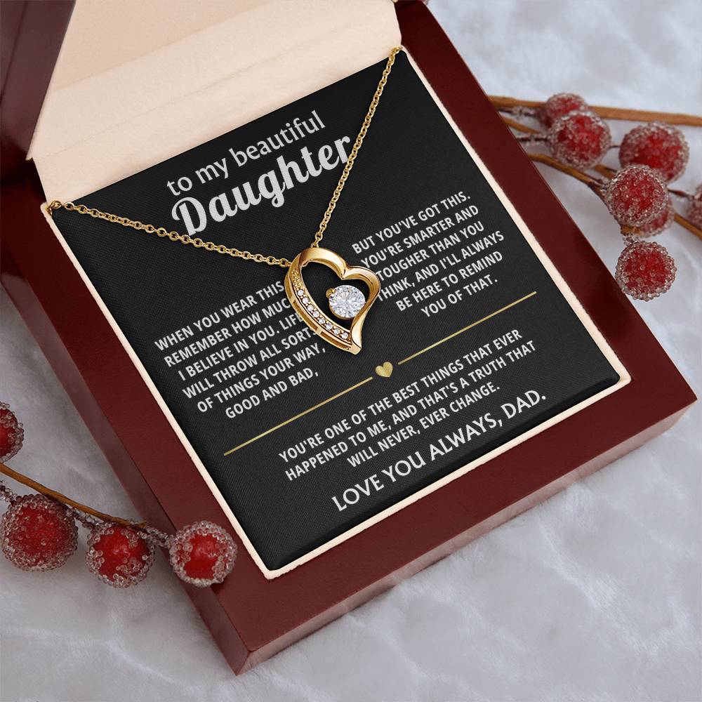 To My Beautiful Daughter I Believe In You Heart Necklace