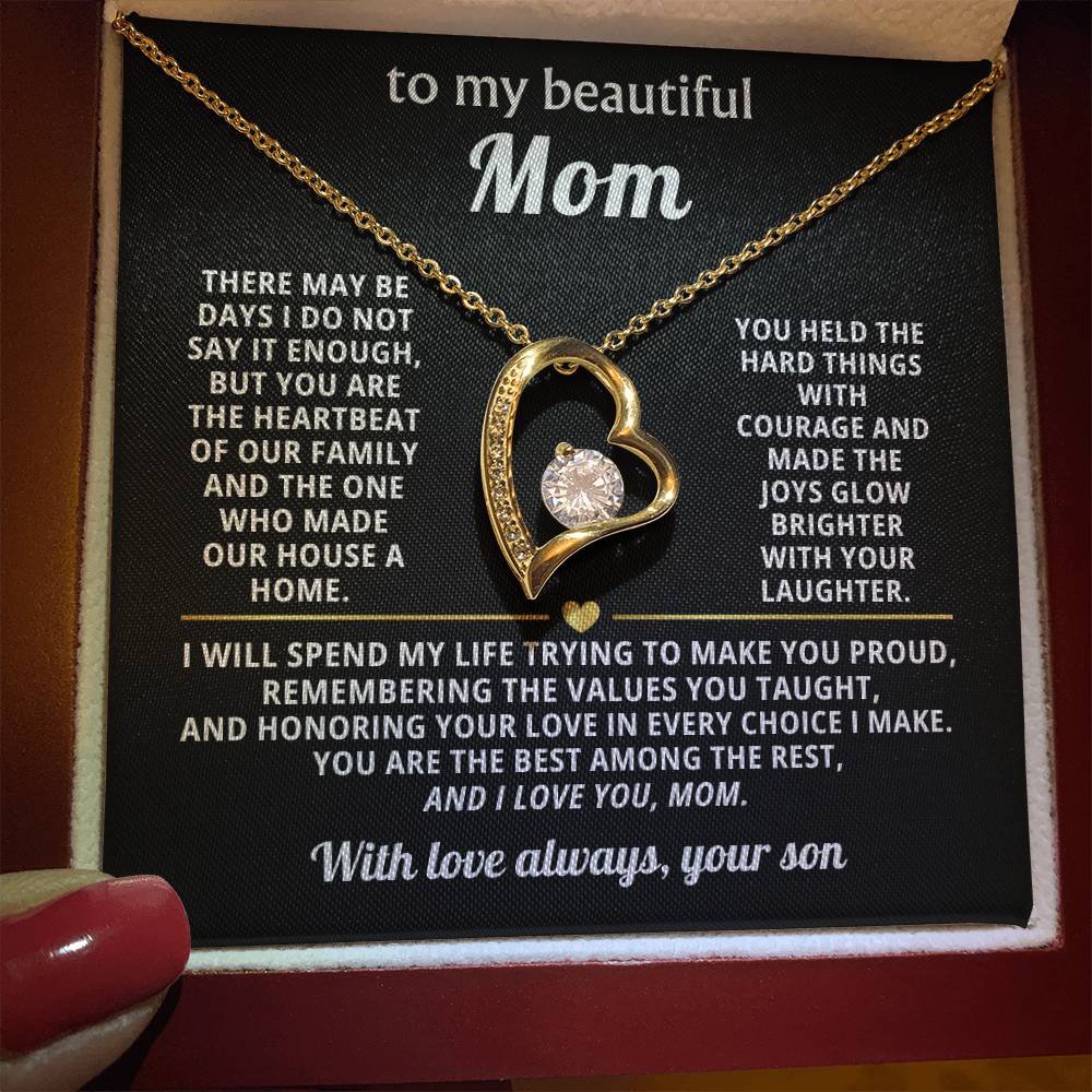 Mom Heart Necklace Gift from Son