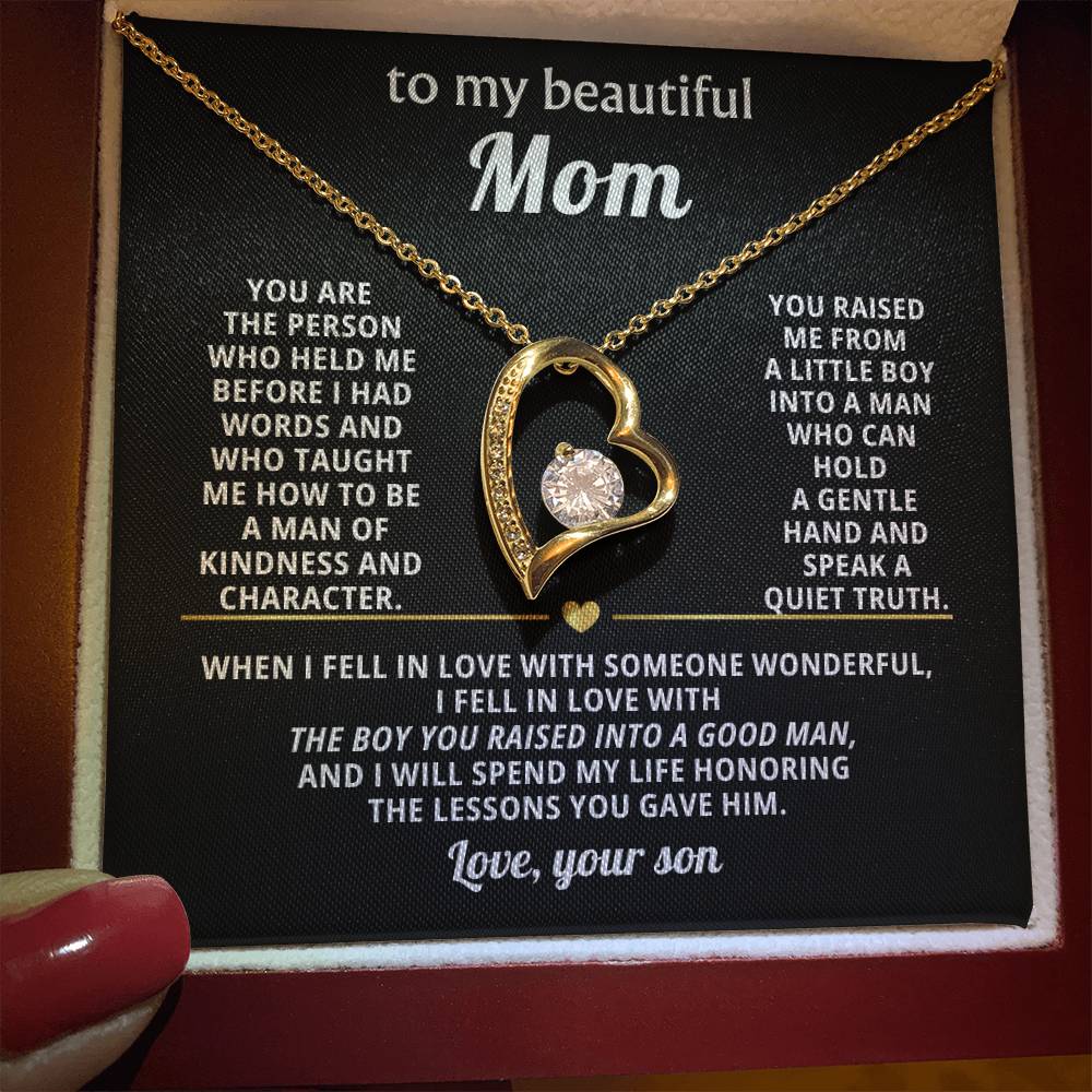 Mom Heart Necklace Gift from Son