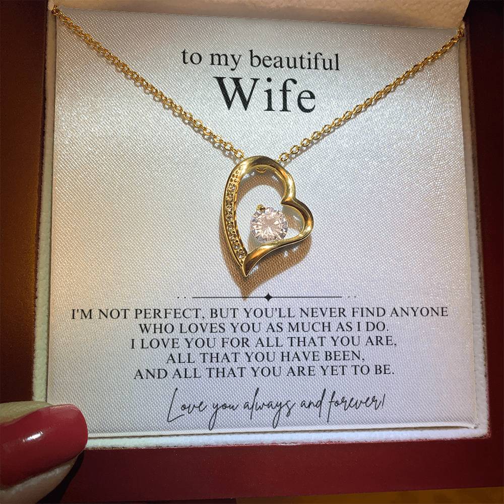 To My Beautiful Wife Heart Necklace Gift