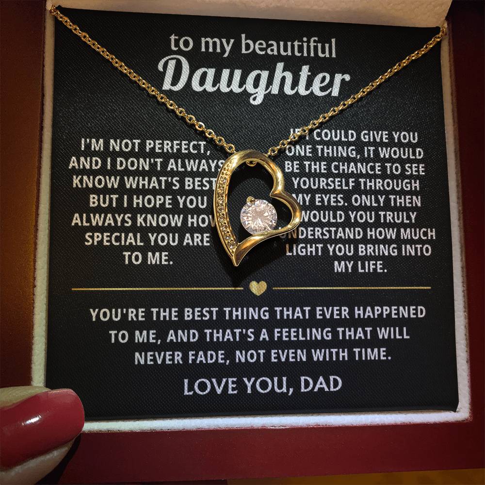 To My Beautiful Daughter Heart Necklace Gift