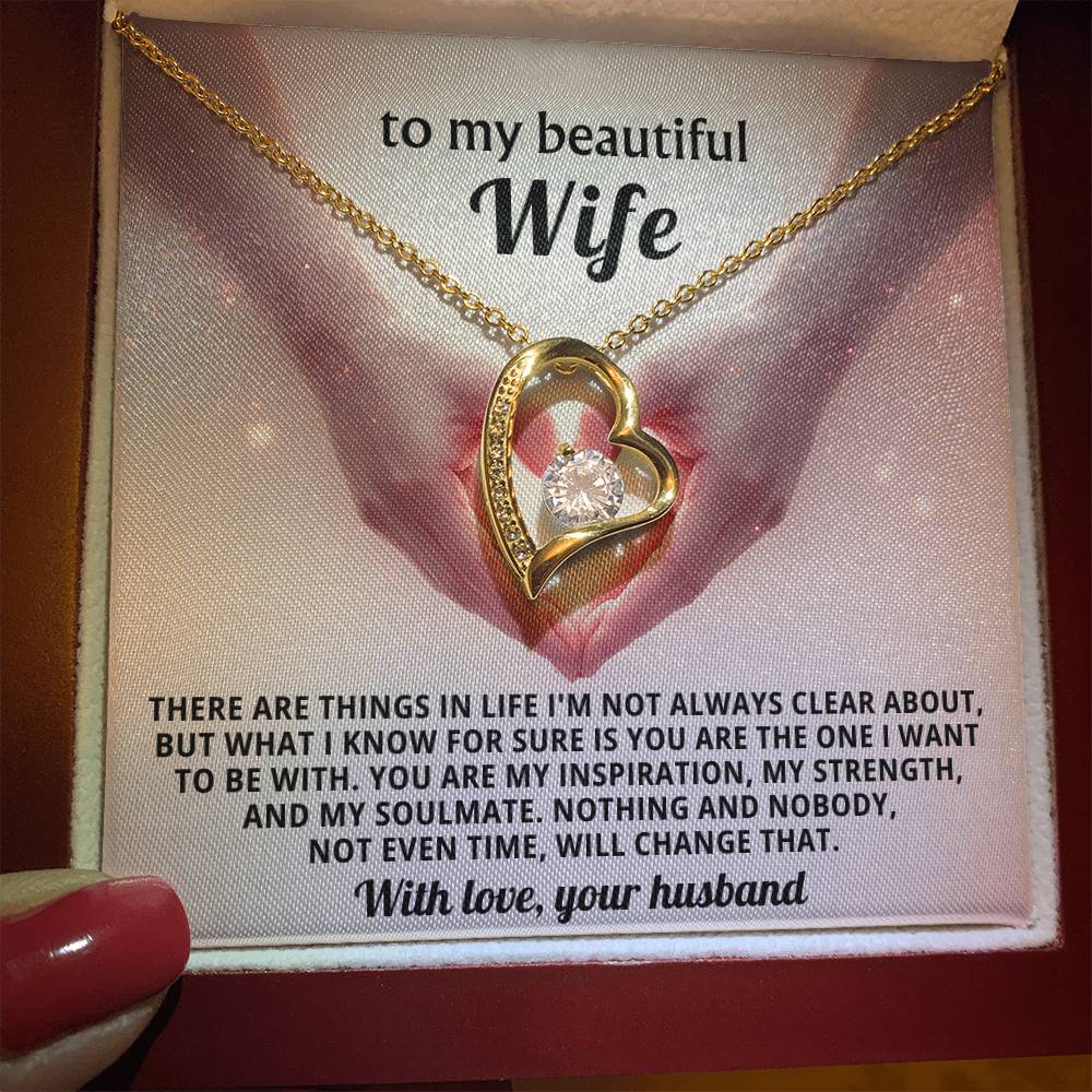 To My Beautiful Wife Heart Necklace Gift